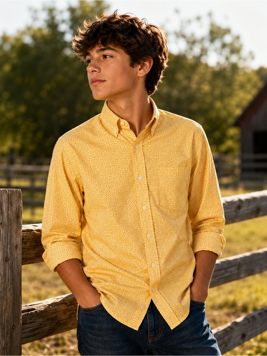 Panhandle Slim Other - Panhandle Slim Western Button Down Shirt 🤠 Yellow Geo Print | Rodeo Cowboy Core